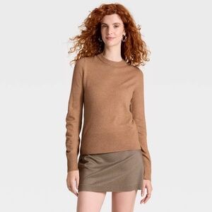A New Day Slim Fit Cozy Knit Pullover Sweater -Brown Size M